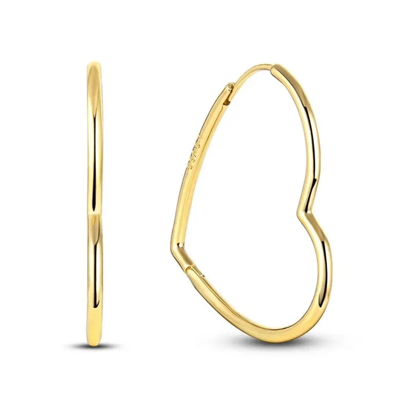 Large Double Circle Hoop Earrings with Colorful CZ Zircon 925 Sterling Silver Heart Earrings for Lady Gifts Fine Jewelry Leedoar