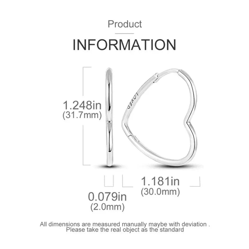 Large Double Circle Hoop Earrings with Colorful CZ Zircon 925 Sterling Silver Heart Earrings for Lady Gifts Fine Jewelry Leedoar