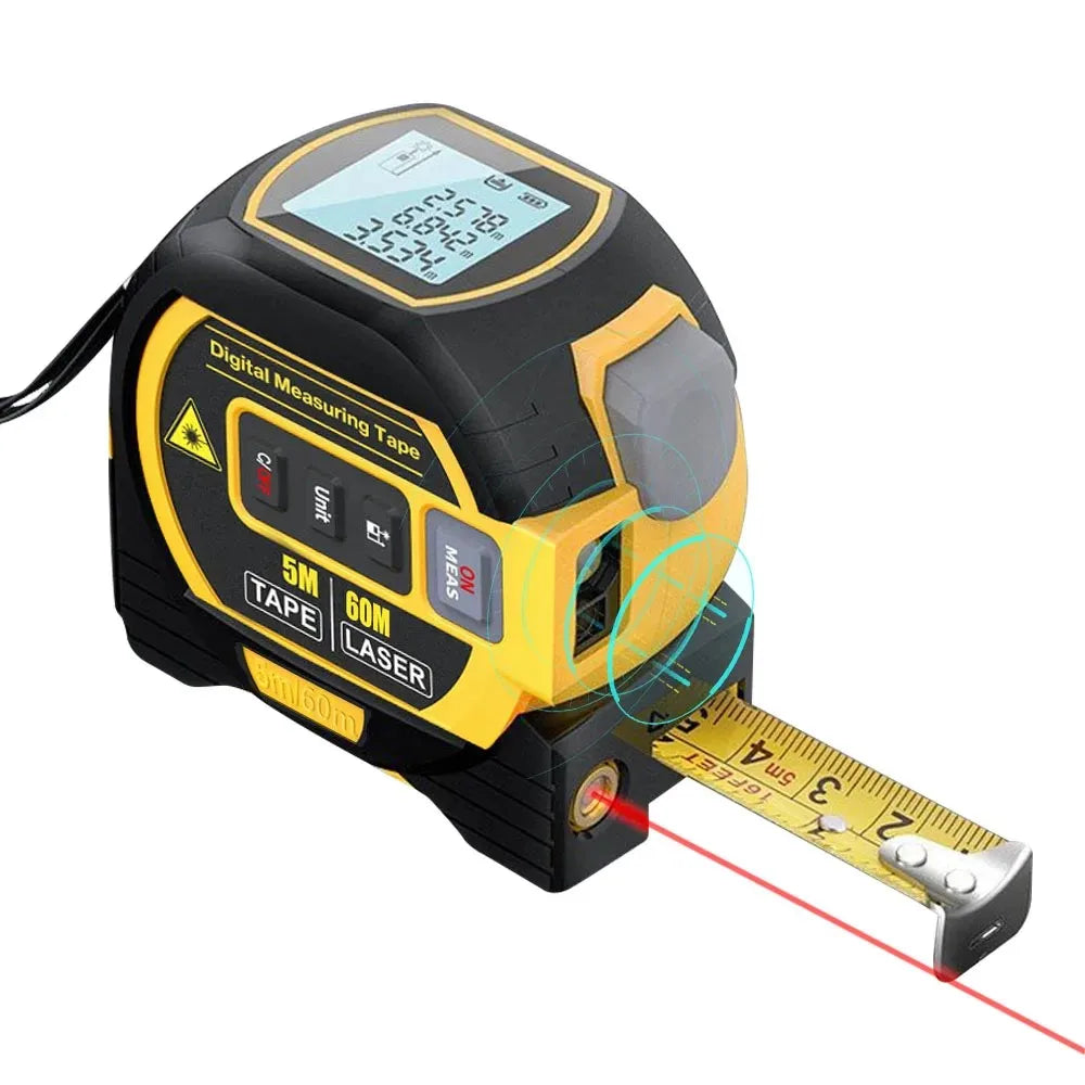 Laser Tape Measure 3 In 1 Digital Tape Measure Steel Tape Measure High Precision Laser Rangefinder Leedoar