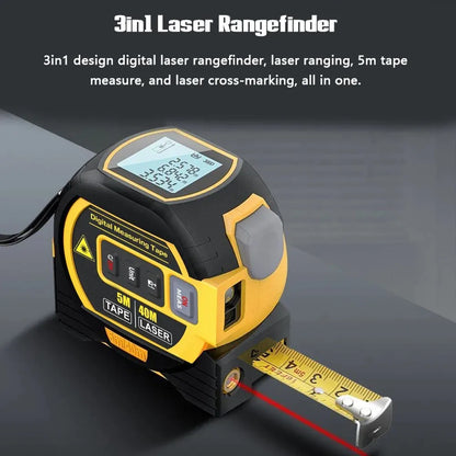 Laser Tape Measure 3 In 1 Digital Tape Measure Steel Tape Measure High Precision Laser Rangefinder Leedoar