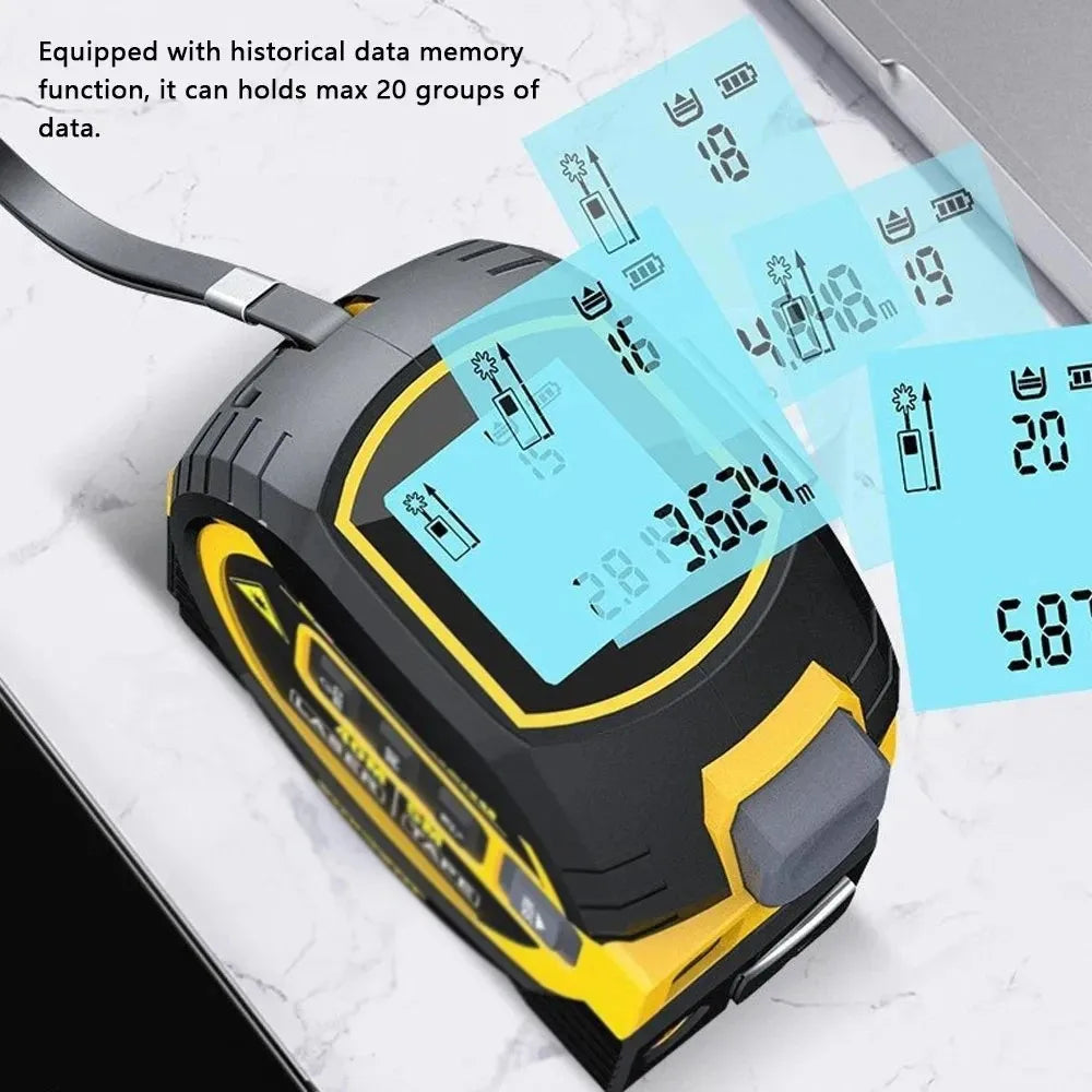 Laser Tape Measure 3 In 1 Digital Tape Measure Steel Tape Measure High Precision Laser Rangefinder Leedoar