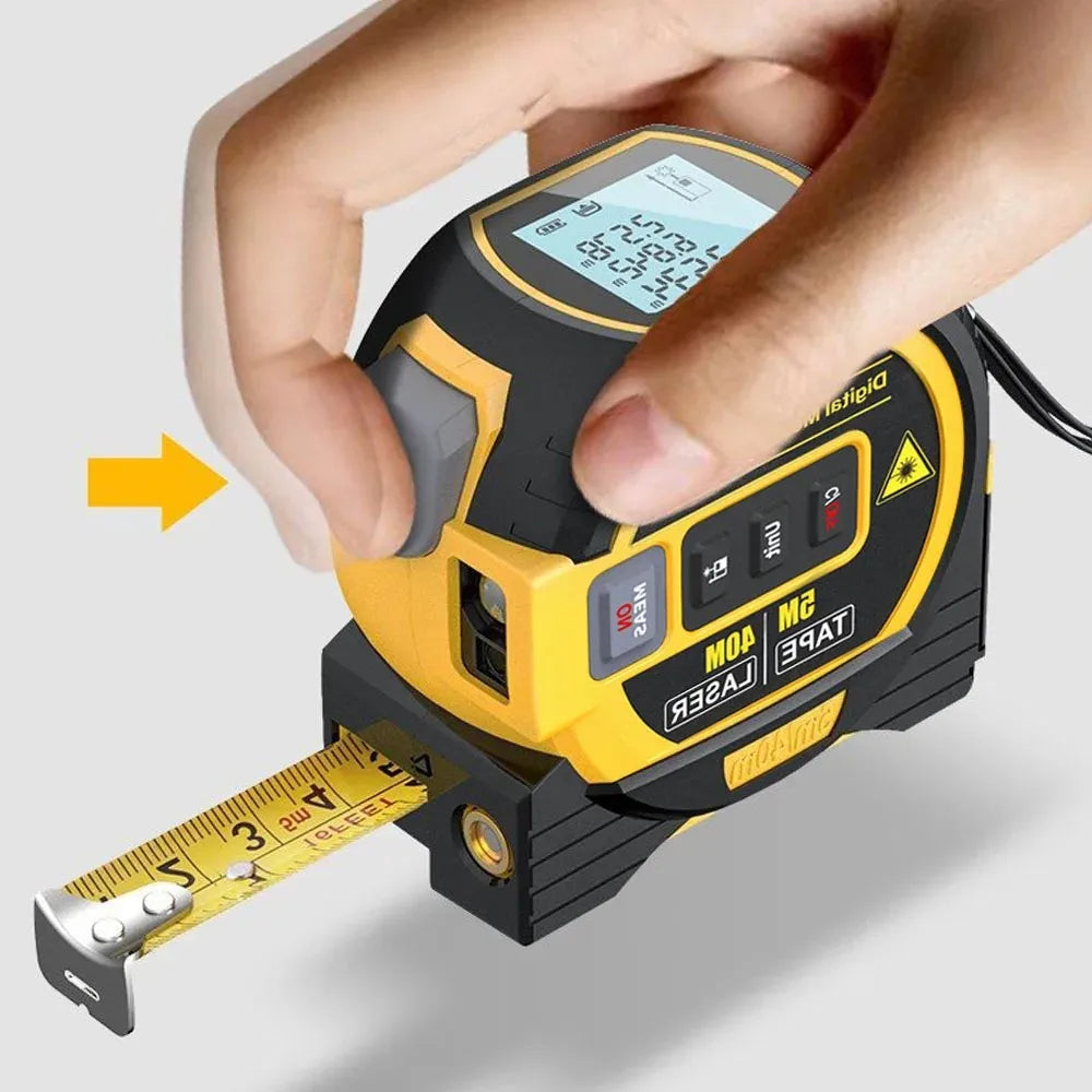 Laser Tape Measure 3 In 1 Digital Tape Measure Steel Tape Measure High Precision Laser Rangefinder Leedoar