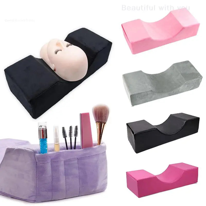 Almohada para pestañas, soporte para el cuello, almohada suave para injerto de pestañas, almohada de extensión de pestañas de espuma viscoelástica con bolsillo para salón de maquillaje 