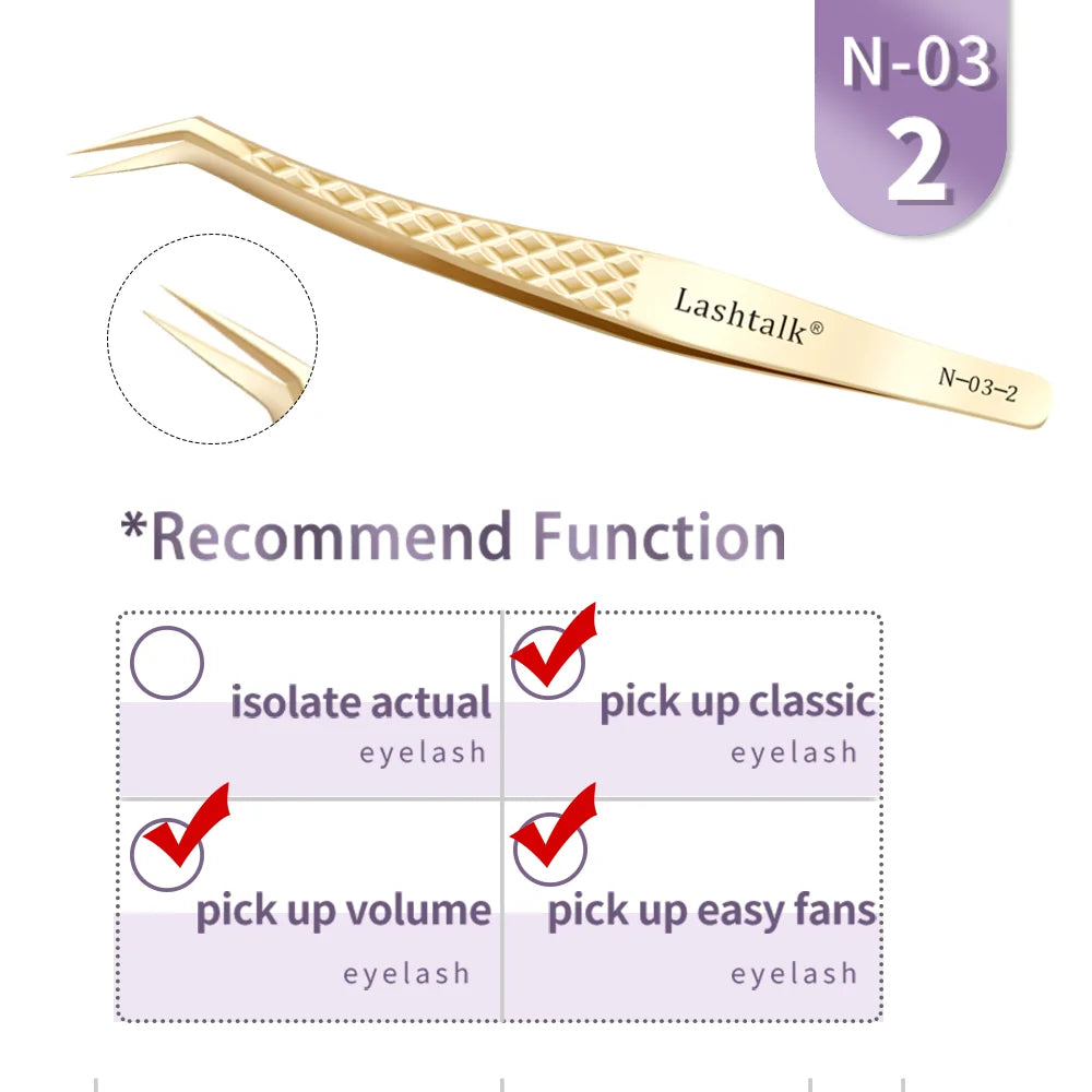 Lashtalk Eyelash Extension Tweezers Makeup Tools From Nagaraku Stainless Steel Non-magnetic Volume FakeLashes Supplies Accurate Leedoar