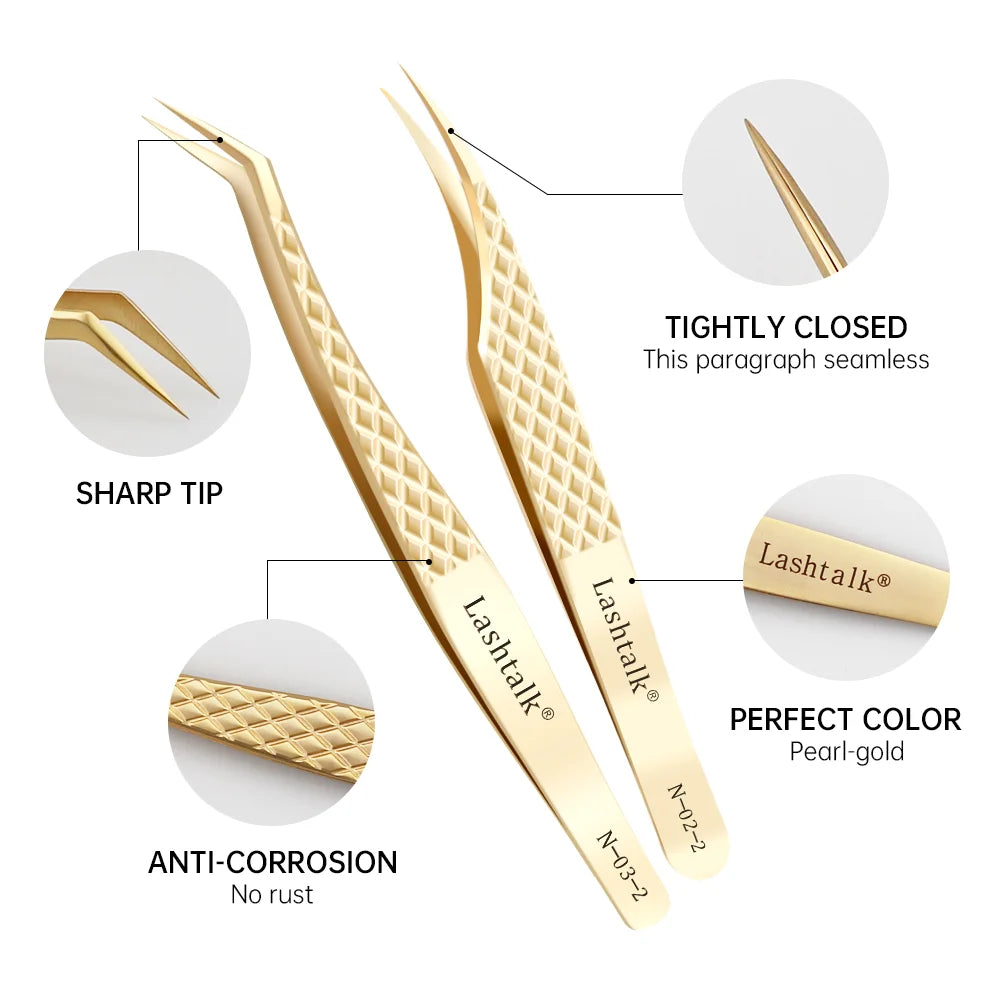 Lashtalk Eyelash Extension Tweezers Makeup Tools From Nagaraku Stainless Steel Non-magnetic Volume FakeLashes Supplies Accurate Leedoar