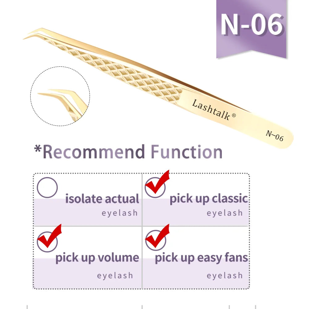 Lashtalk Eyelash Extension Tweezers Makeup Tools From Nagaraku Stainless Steel Non-magnetic Volume FakeLashes Supplies Accurate Leedoar