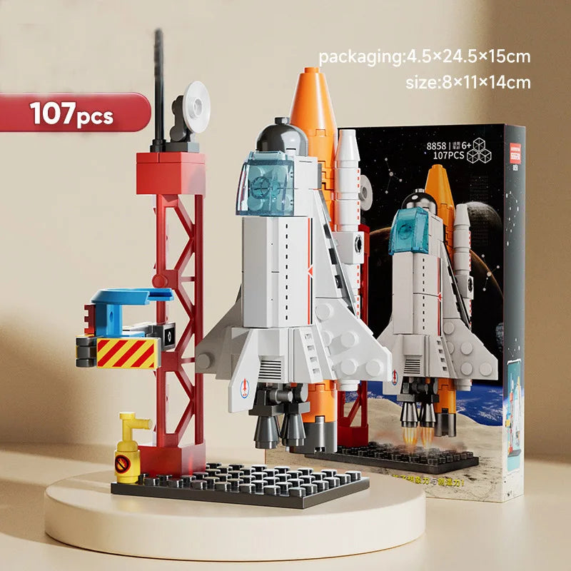 Launch Center Lunar Lander Model Building Blocks Spaceship Spaceport Figure Shuttle Rocket Bricks Construction Toys Leedoar