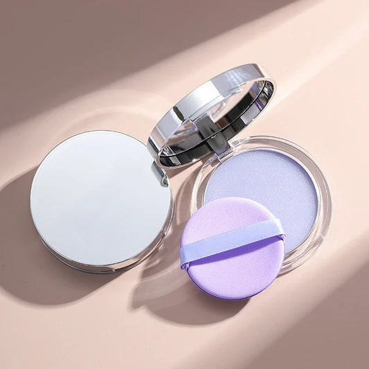 Polvos compactos de lavanda, polvos mate, control de grasa duradero, cobertura total, polvos fijadores compactos, maquillaje, base, cosméticos 