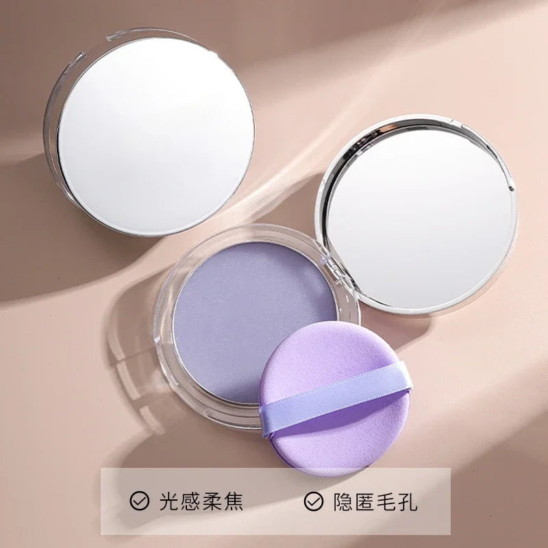 Lavender Pressed Powder Matte Powder Lasting Oil Control Full Coverage Face Compact Setting Powder Makeup Foundation Cosmetics Leedoar