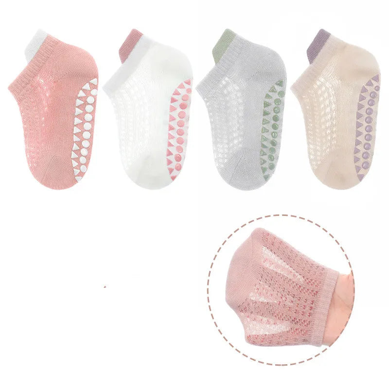 Lawadka Children's Boys Girls Sock Summer Mesh Thin Kids Socks For Girls Boys Casual Toddler Short Floor Sock Anti-slip 4Pairs Leedoar