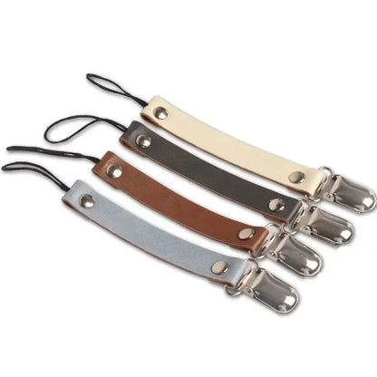 Leather Baby Short Pacifier Clip Chain Soother Nipple Holder Clasps Metal Dummy Clip Toddler Feeding For Baby Teething Product