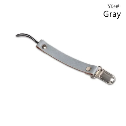 Leather Baby Short Pacifier Clip Chain Soother Nipple Holder Clasps Metal Dummy Clip Toddler Feeding For Baby Teething Product