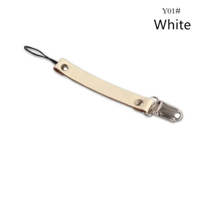 Leather Baby Short Pacifier Clip Chain Soother Nipple Holder Clasps Metal Dummy Clip Toddler Feeding For Baby Teething Product