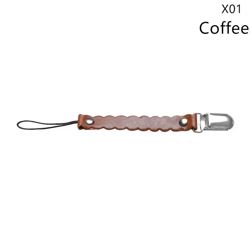 Leather Baby Short Pacifier Clip Chain Soother Nipple Holder Clasps Metal Dummy Clip Toddler Feeding For Baby Teething Product