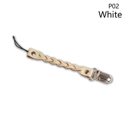 Leather Baby Short Pacifier Clip Chain Soother Nipple Holder Clasps Metal Dummy Clip Toddler Feeding For Baby Teething Product