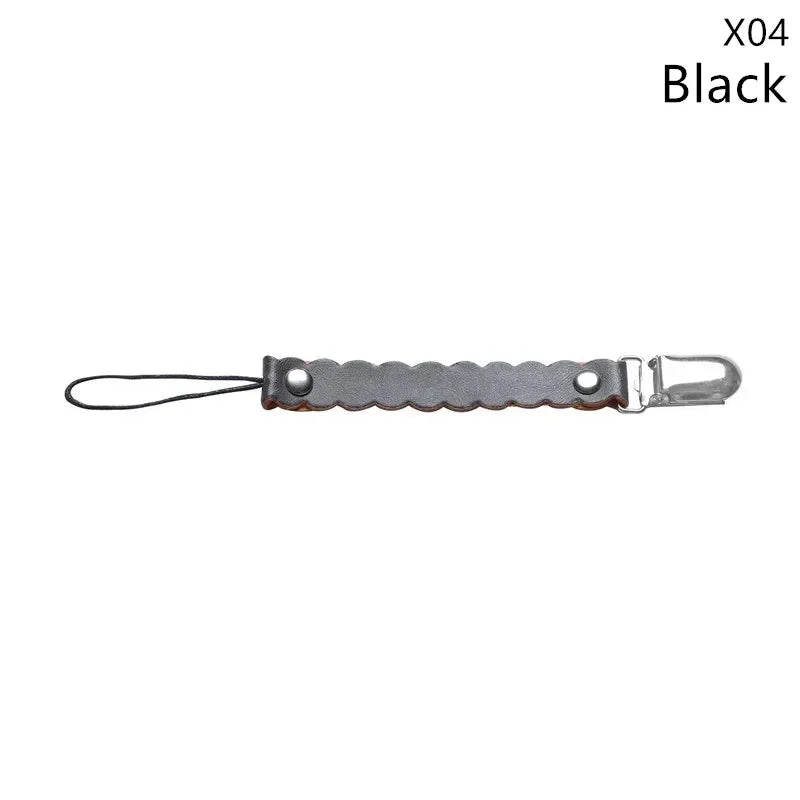 Leather Baby Short Pacifier Clip Chain Soother Nipple Holder Clasps Metal Dummy Clip Toddler Feeding For Baby Teething Product