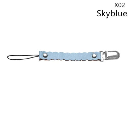 Leather Baby Short Pacifier Clip Chain Soother Nipple Holder Clasps Metal Dummy Clip Toddler Feeding For Baby Teething Product