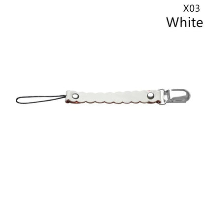 Leather Baby Short Pacifier Clip Chain Soother Nipple Holder Clasps Metal Dummy Clip Toddler Feeding For Baby Teething Product