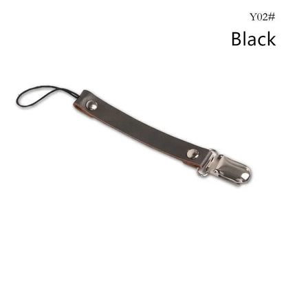 Leather Baby Short Pacifier Clip Chain Soother Nipple Holder Clasps Metal Dummy Clip Toddler Feeding For Baby Teething Product