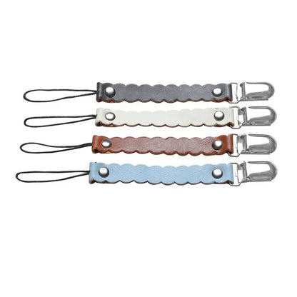 Leather Baby Short Pacifier Clip Chain Soother Nipple Holder Clasps Metal Dummy Clip Toddler Feeding For Baby Teething Product