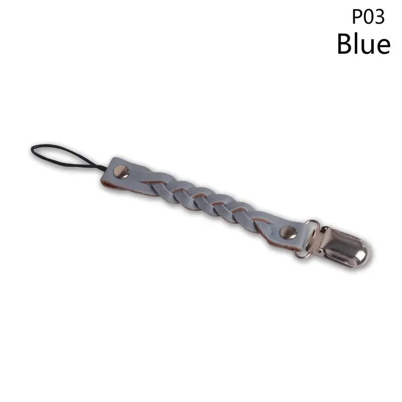 Leather Baby Short Pacifier Clip Chain Soother Nipple Holder Clasps Metal Dummy Clip Toddler Feeding For Baby Teething Product