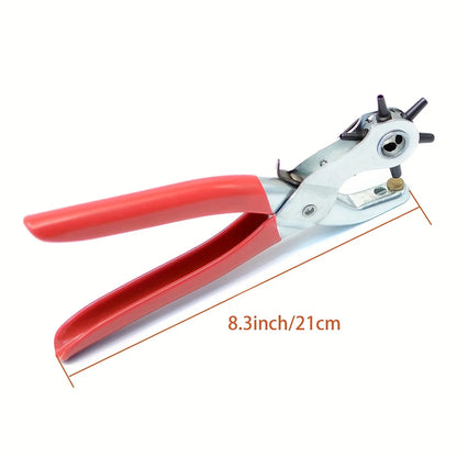 Leather Hole Punch,9" Belt Hole Puncher for Leather Heavy Duty, 6 Size Revolving Leather Belt Hand Hole Puncher Leedoar