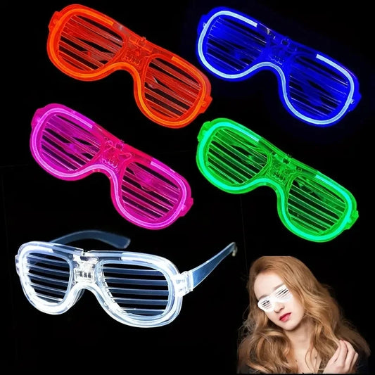 Gafas LED de neón para fiestas, gafas con luz intermitente, gafas luminosas, accesorios para bares, fiestas, conciertos, accesorios para fotos fluorescentes 