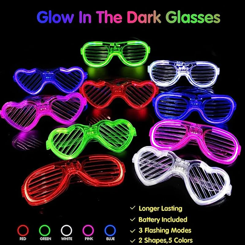 Led Glasses Neon Party Flashing Glasses Luminous Light Glasses Bar Party Concert Props Fluorescent Glow Photo Props Supplies Leedoar