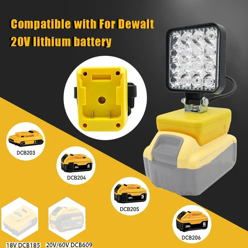 Luz LED para Dewalt, batería de 18 V, 4 pulgadas, focos portátiles, inalámbricos, para trabajo al aire libre, pesca, herramienta de emergencia de mano