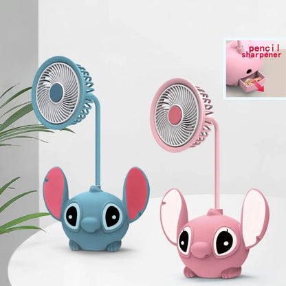 Led Lilo & Stitch Desk Lamp With Pencil Sharpener Foldable Light Cute Desk Small Book Lamp Usb Recharge Light Gift