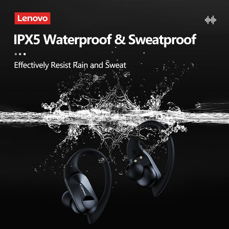 Lenovo LP75 TWS com microfones Fones de ouvido esportivos Bluetooth 5.3 Fones de ouvido sem fio HiFi estéreo à prova d'água com redução de ruído 