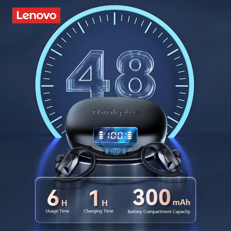 Lenovo LP75 TWS com microfones Fones de ouvido esportivos Bluetooth 5.3 Fones de ouvido sem fio HiFi estéreo à prova d'água com redução de ruído 