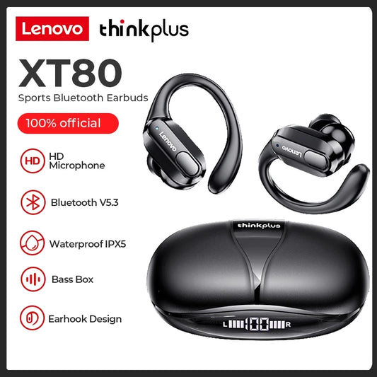 Lenovo thinkplus XT80 Wireless Earphone Bluetooth Sport TWS Noise Reduction Earbuds Headset HiFi Stereo Wireless Headphones Leedoar