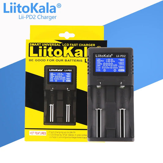 LiitoKala Lii-PD2 Lii-PD4 + carro 1,2 V 3,7 V 3,2 V 3,85 VA/AAA 18650 18350 26650 10440 14500 16340 Carregador inteligente de bateria NiMH 