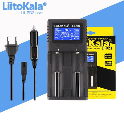 LiitoKala Lii-PD2 Lii-PD4 +car 1.2V 3.7V 3.2V 3.85V A/AAA 18650 18350 26650 10440 14500 16340 NiMH battery smart charger Leedoar