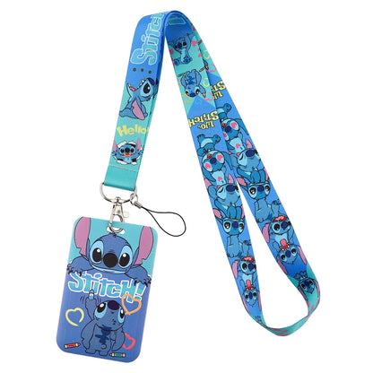 Lilo Stitch Cute Couples Lanyard For Keys Chain Credit Card Cover Pass Mobile Phone Charm Straps ID Badge Holder Key Accessories Leedoar