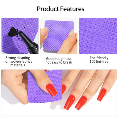 Lint-Free Nail Polish Remover Cotton Wipes UV Gel Tips Remover Cleaner Paper Pad Nails Polish Art Cleaning Manicure Tools Leedoar