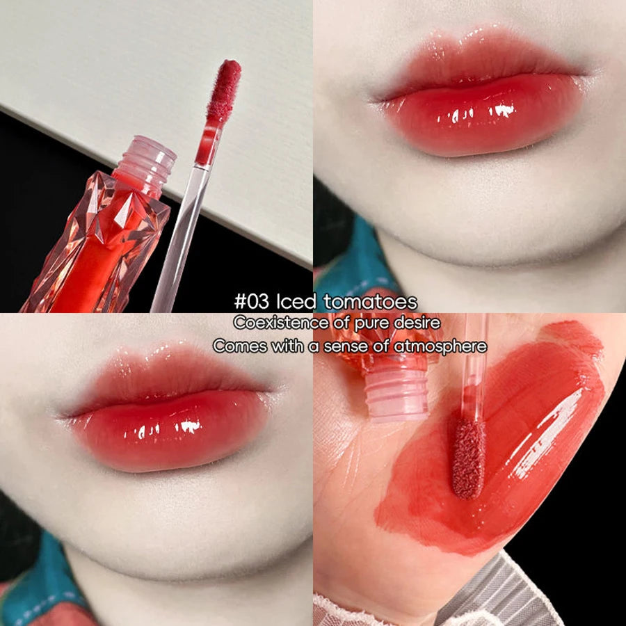 Brilho labial hidratante duradouro à prova d'água, não desbota, espelho hidratante, brilho labial, cosméticos femininos 