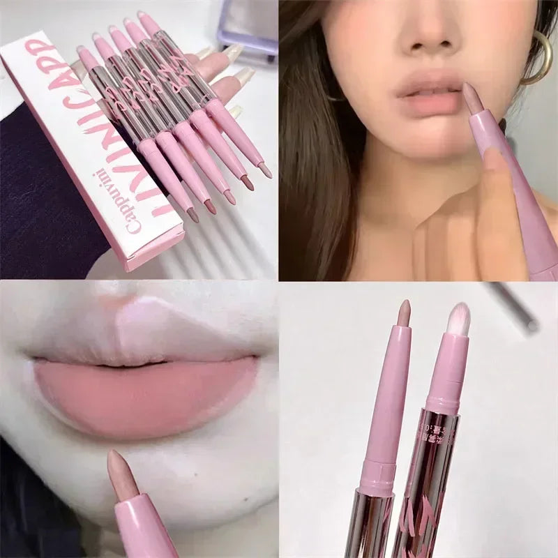 Lápis delineador de lábios Matte Velvet Lip Liner Pen Outline Lip Shape Batom Caneta À prova d'água Duradouro Antiaderente Copo Nude Brilho labial Maquiagem 