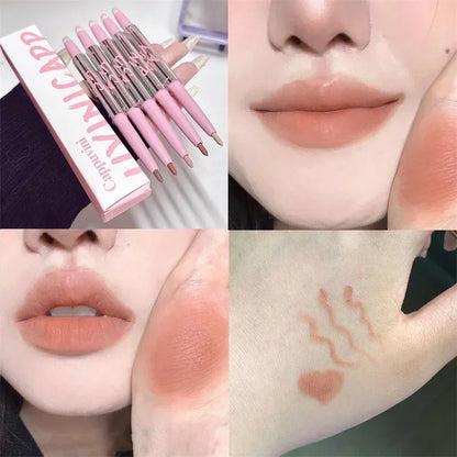 Lápis delineador de lábios Matte Velvet Lip Liner Pen Outline Lip Shape Batom Caneta À prova d'água Duradouro Antiaderente Copo Nude Brilho labial Maquiagem 