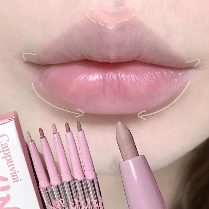 Lápiz delineador de labios mate aterciopelado, lápiz labial que delinea la forma de los labios, resistente al agua, duradero, antiadherente, brillo de labios nude, maquillaje 