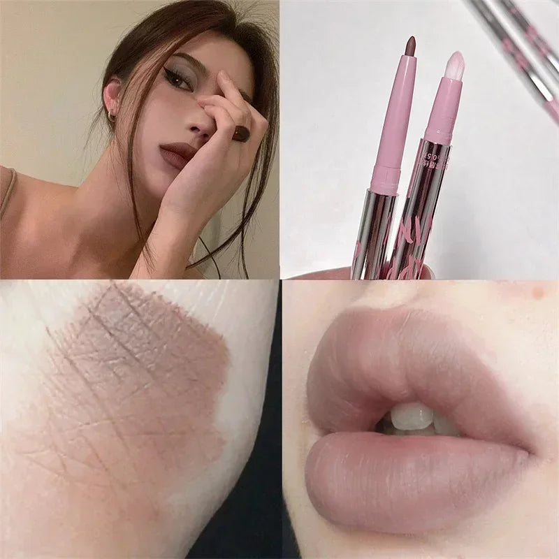 Lápiz delineador de labios mate aterciopelado, lápiz labial que delinea la forma de los labios, resistente al agua, duradero, antiadherente, brillo de labios nude, maquillaje 