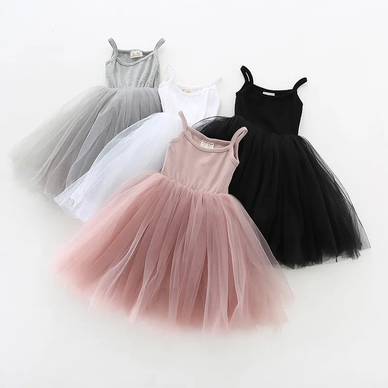 Little Girls Summer Dress for Kid Sleeveless Sling Tutu Princess Party Gown Birthday Wedding Children Clothing Girl Casual Dress Leedoar