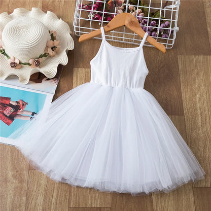 Little Girls Summer Dress for Kid Sleeveless Sling Tutu Princess Party Gown Birthday Wedding Children Clothing Girl Casual Dress Leedoar