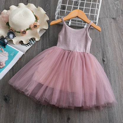 Little Girls Summer Dress for Kids Polka Dot Sling Tutu Princess Party Gown Birthday Wedding Children Clothing Girl Casual Dress Leedoar