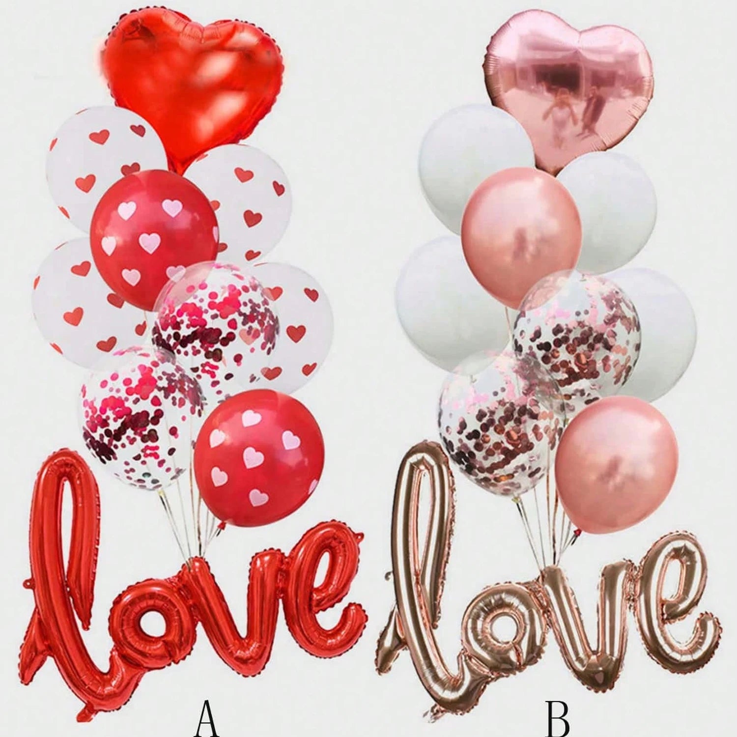 Love Balloon Latex-printed Love Sequins Balloon Combination Decoration 10pcs Leedoar