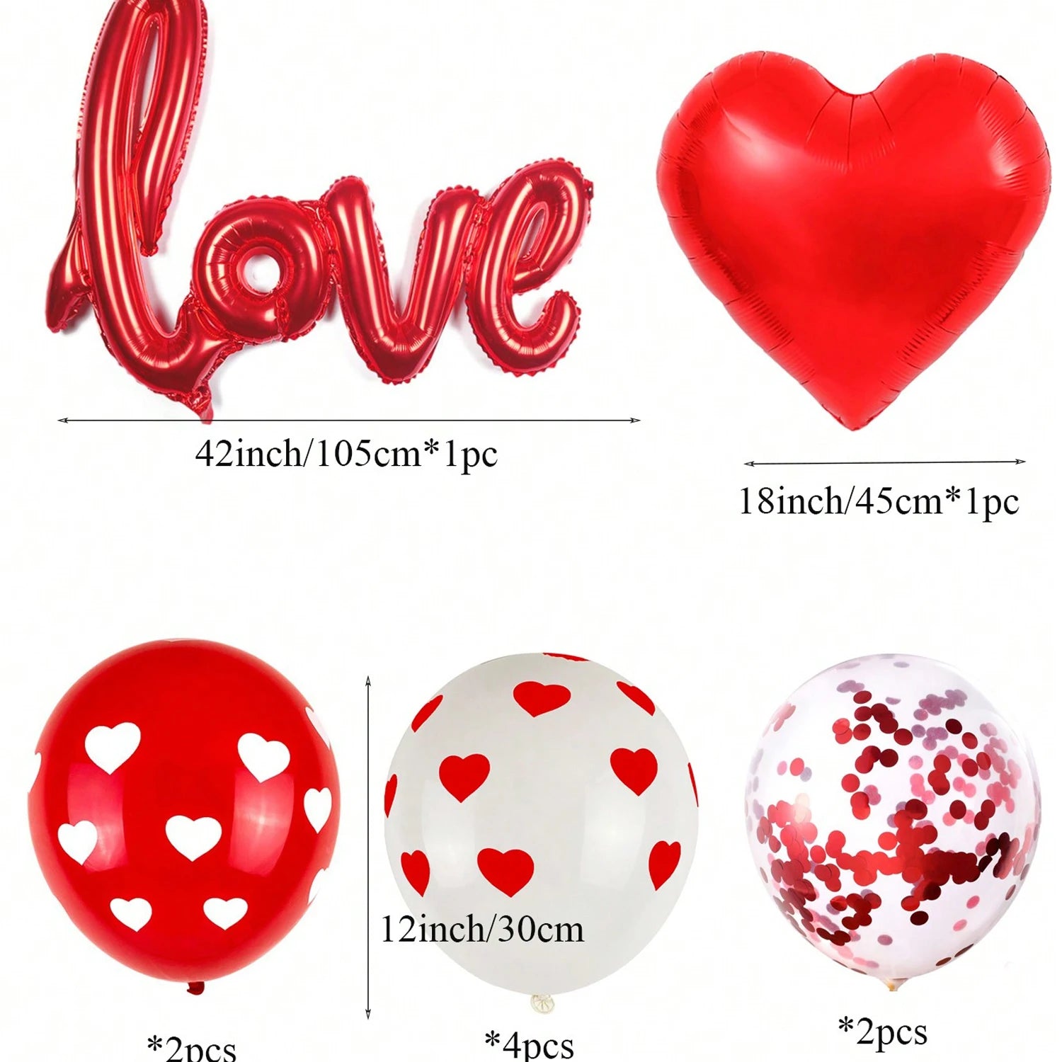 Love Balloon Latex-printed Love Sequins Balloon Combination Decoration 10pcs Leedoar