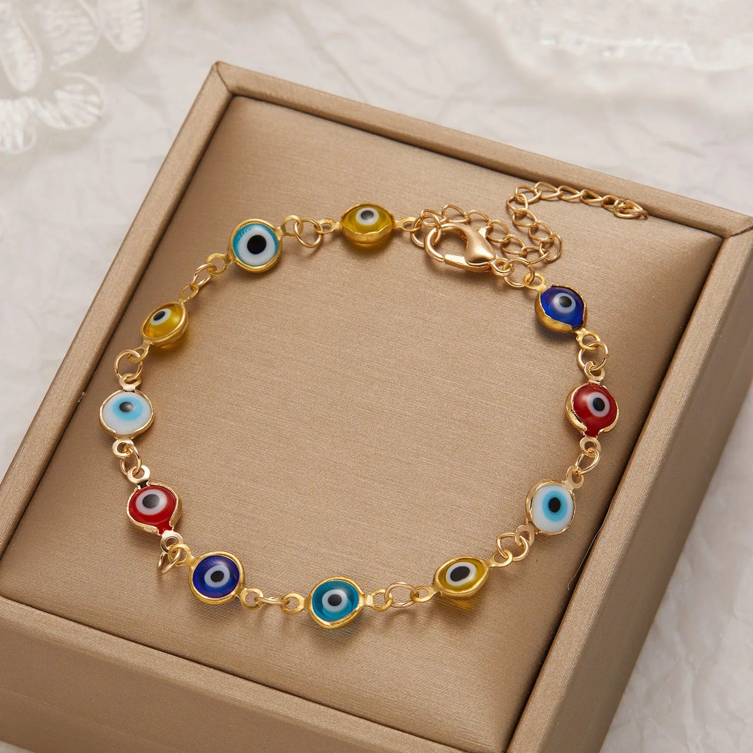 Lucky Turkey Evil Eye Bracelet For Women Men Colorful Red Blue Eye Adjustable Metal Chain Bangles Good Luck Wealth Jewelry Gifts Leedoar