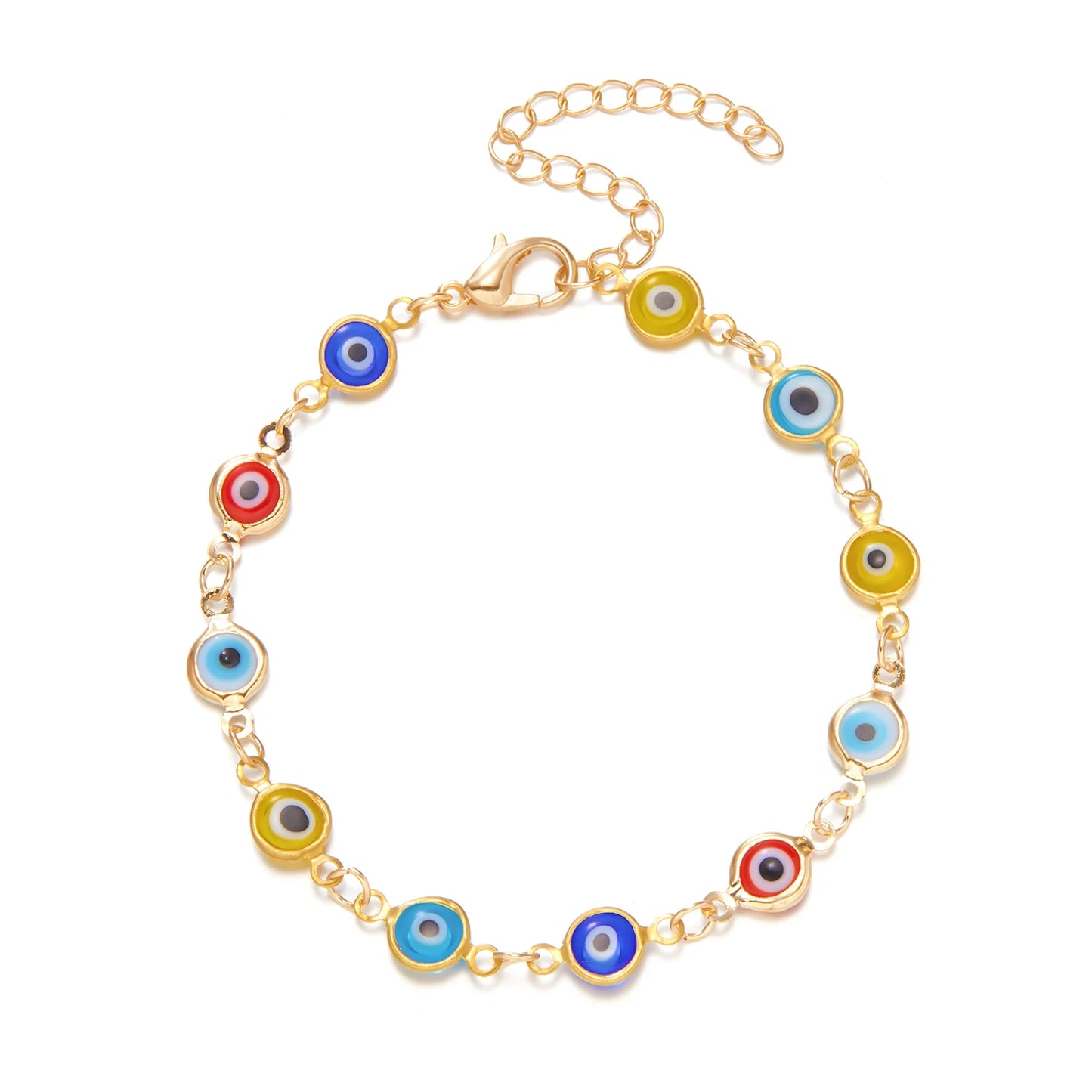 Lucky Turkey Evil Eye Bracelet For Women Men Colorful Red Blue Eye Adjustable Metal Chain Bangles Good Luck Wealth Jewelry Gifts Leedoar