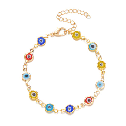 Lucky Turkey Evil Eye Bracelet For Women Men Colorful Red Blue Eye Adjustable Metal Chain Bangles Good Luck Wealth Jewelry Gifts Leedoar